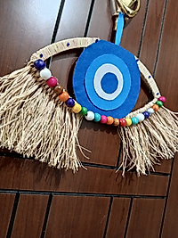 Dekoratif Renkli Boncuklu Göz Figürlü Bohem Duvar Süsü