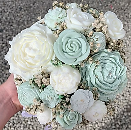 Mint Yeşili Şakayık Gül Mum Buket Hediyelik