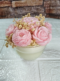 2'li Şakayık Çiçekli Cam Kavanozlu Dekoratif Mum