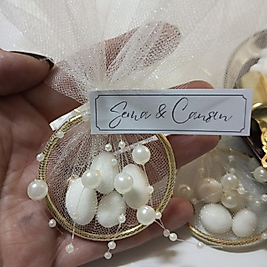 Gold Halkalı İnci Kurdeleli Magnet Düğün Nişan Nikah Kına Sünnet Bride to be Hediyelik