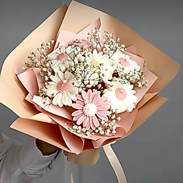 Pembe Mum Çicek Buket