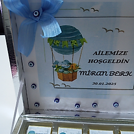 Gümüş Renk Kutulu Etiketli Bebek Mevlüd-i Dogumgünü Yenidoğan Bebek Çikolatası