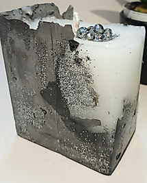 Dekoratif Portakal Kokulu Gri Simli Renkli Beton Kütük Mum