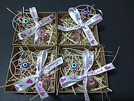 Kraft Kutulu Pembe dreamcather Anahtarlık  Babyshower Yenidoğan Bebek Mevlüd-i Dogumgünü Hediyelik