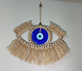 Dekoratif Göz Figürlü Cam Nazar Boncuklu Duvar Süsü Nazarlik