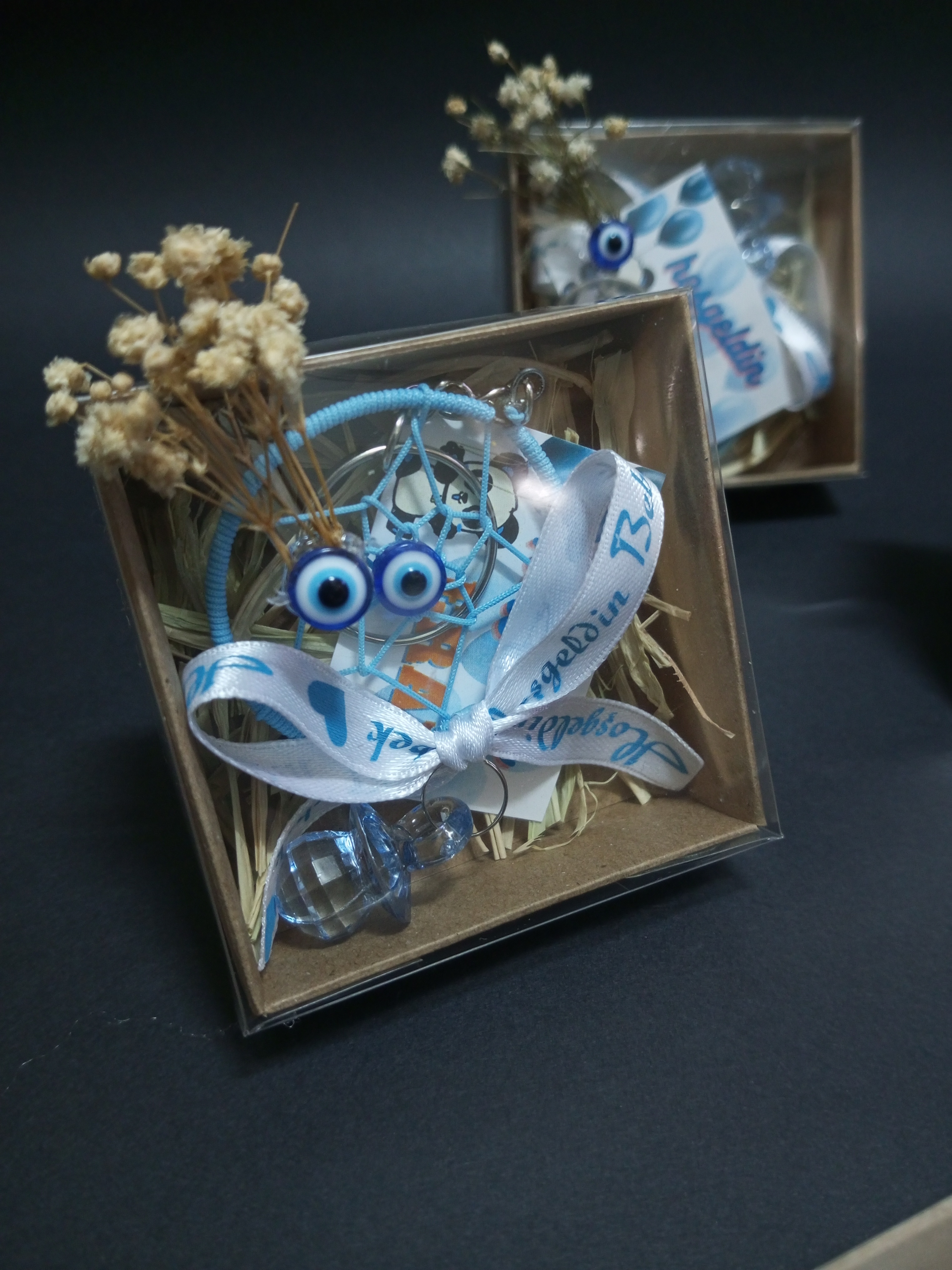 20  Adet Kraft Kutulu Emzikli dreamcather Anahtarlık Babyshower Bebek mevlüdi Bebek Şekeri Doğumgünü