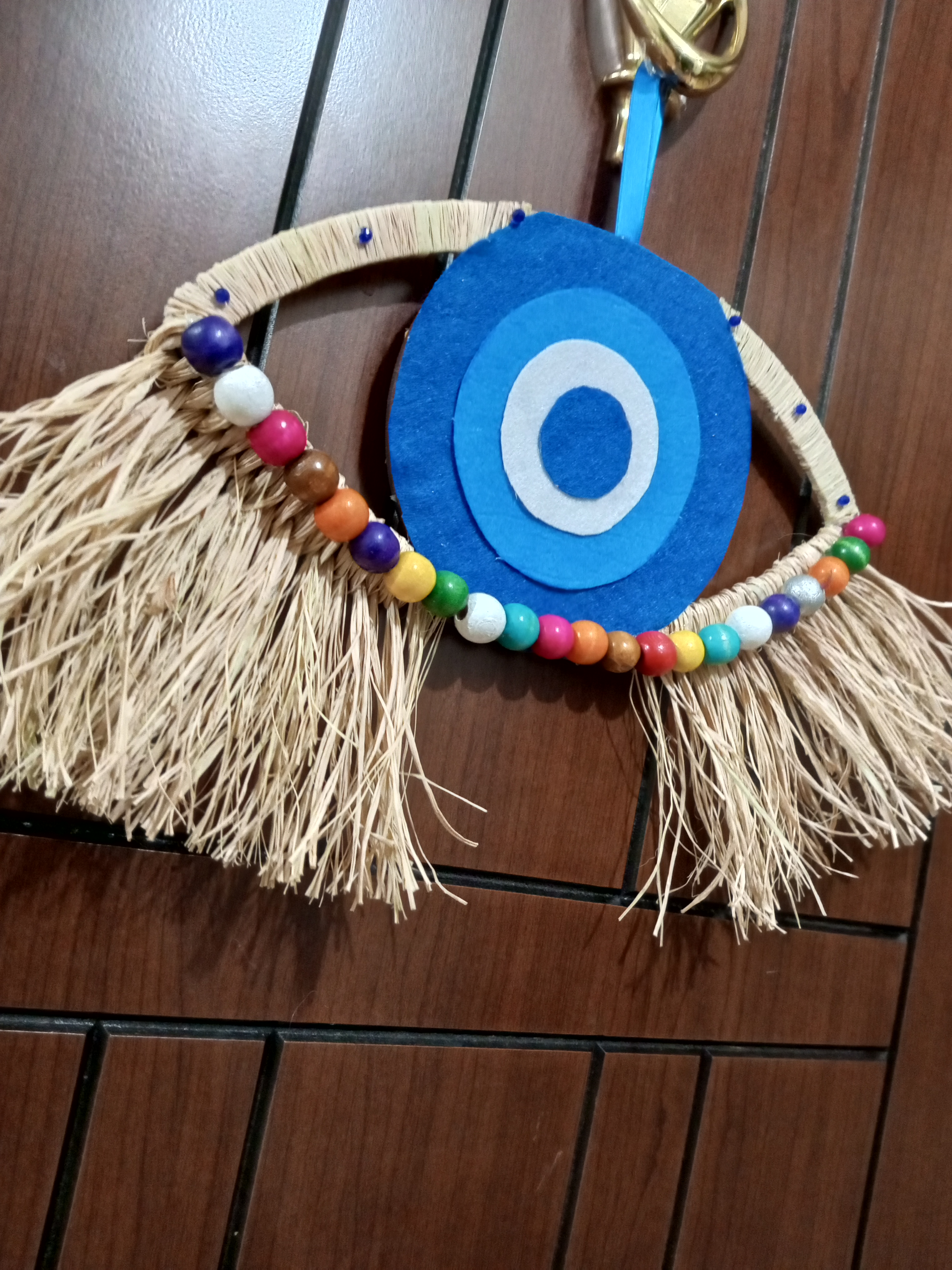 Dekoratif Renkli Boncuklu Göz Figürlü Bohem Duvar Süsü