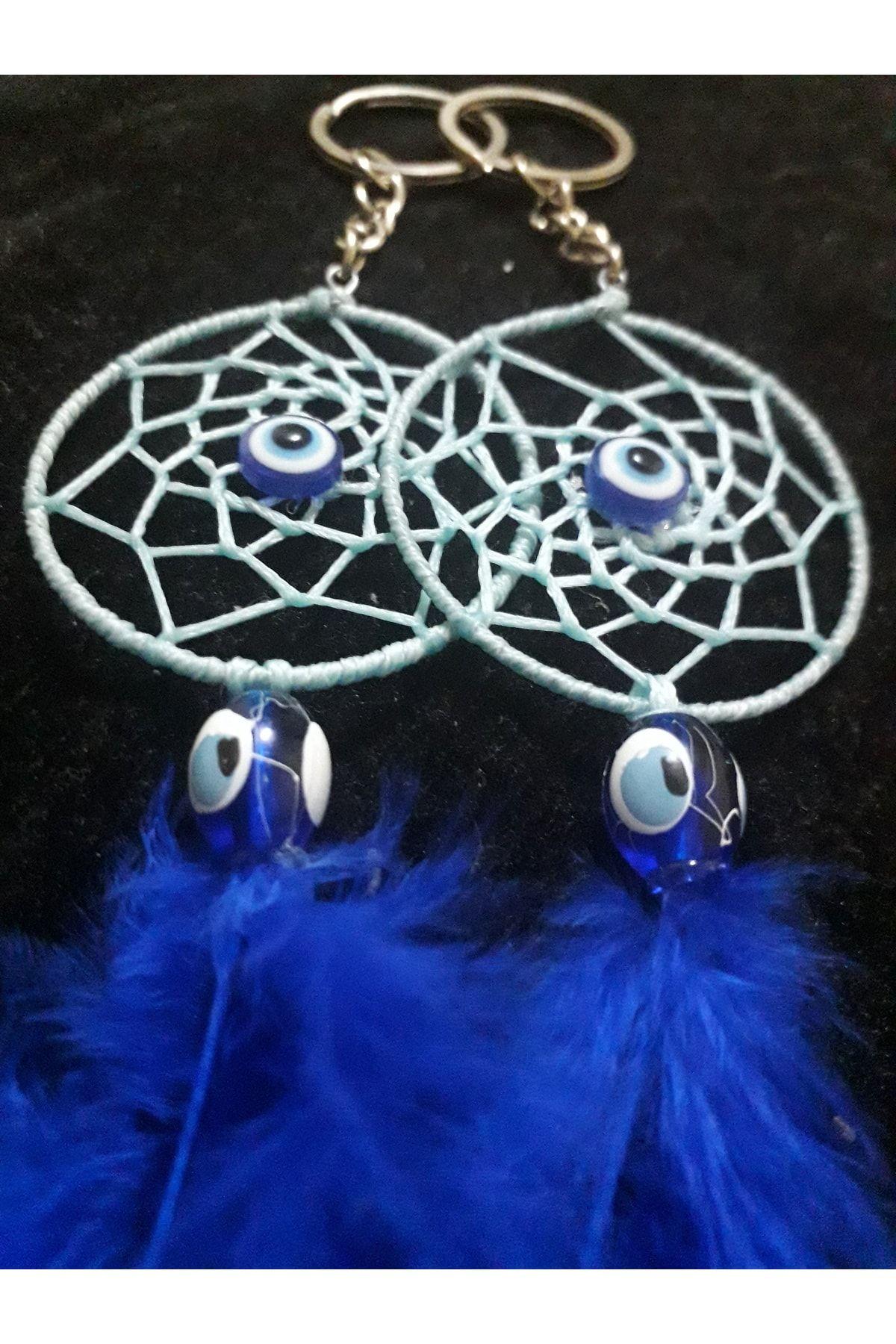50 Adet Mavi Renkli Dreamcather Babyshower Yenidoğan Bebek Mevlüd-i Dogumgünü Sünnet Anahtarlık