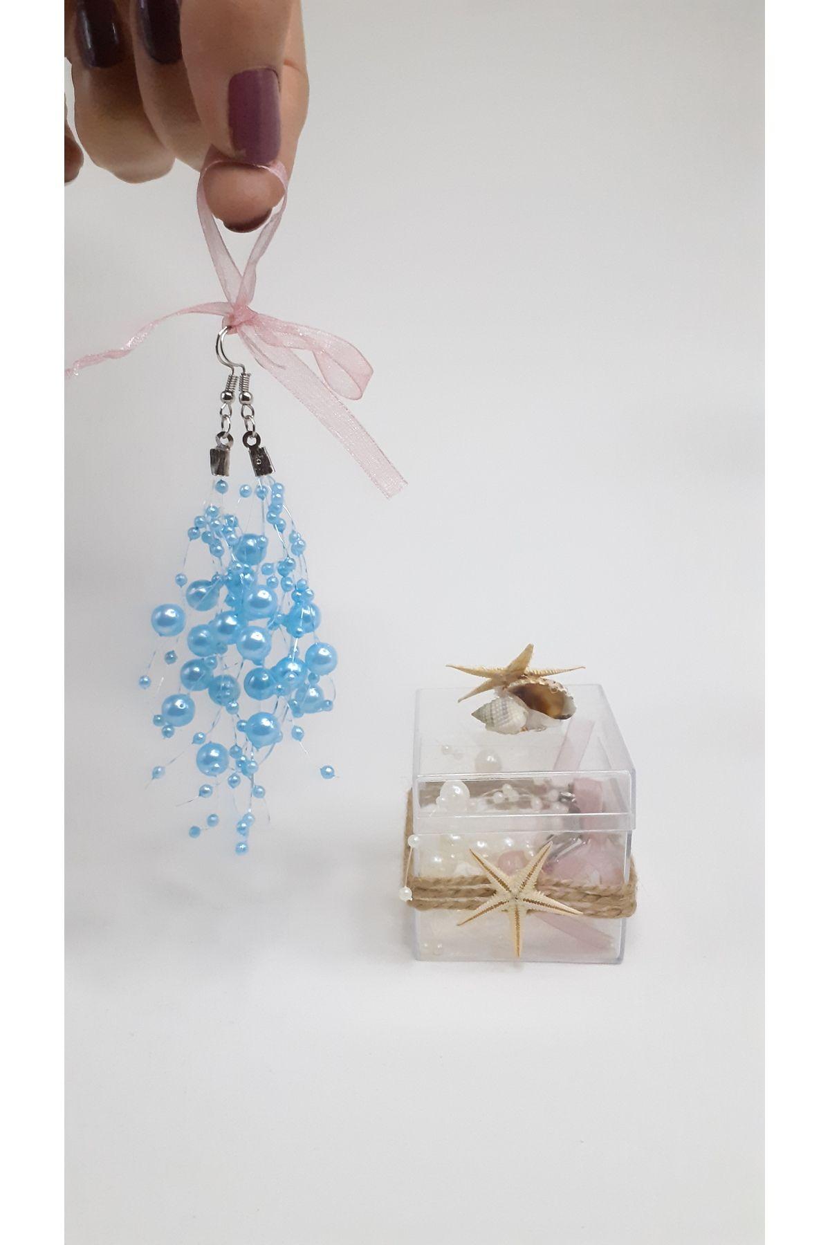 10 Adet  Mika Kutulu İnci Küpeli Tasarım Hediyelik