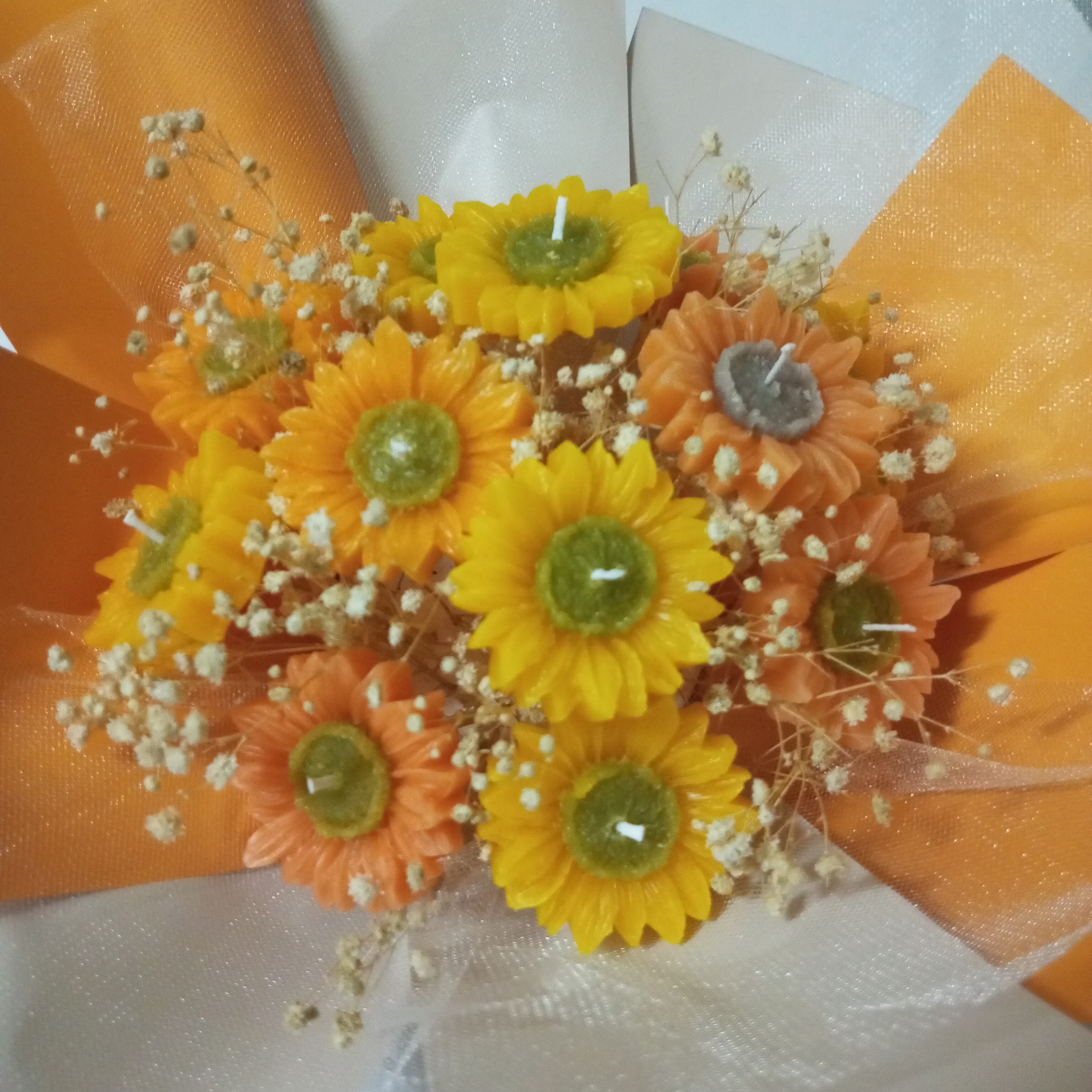 Kişiye Özel özel Ayçiçeği Mum Hediyelik Buket