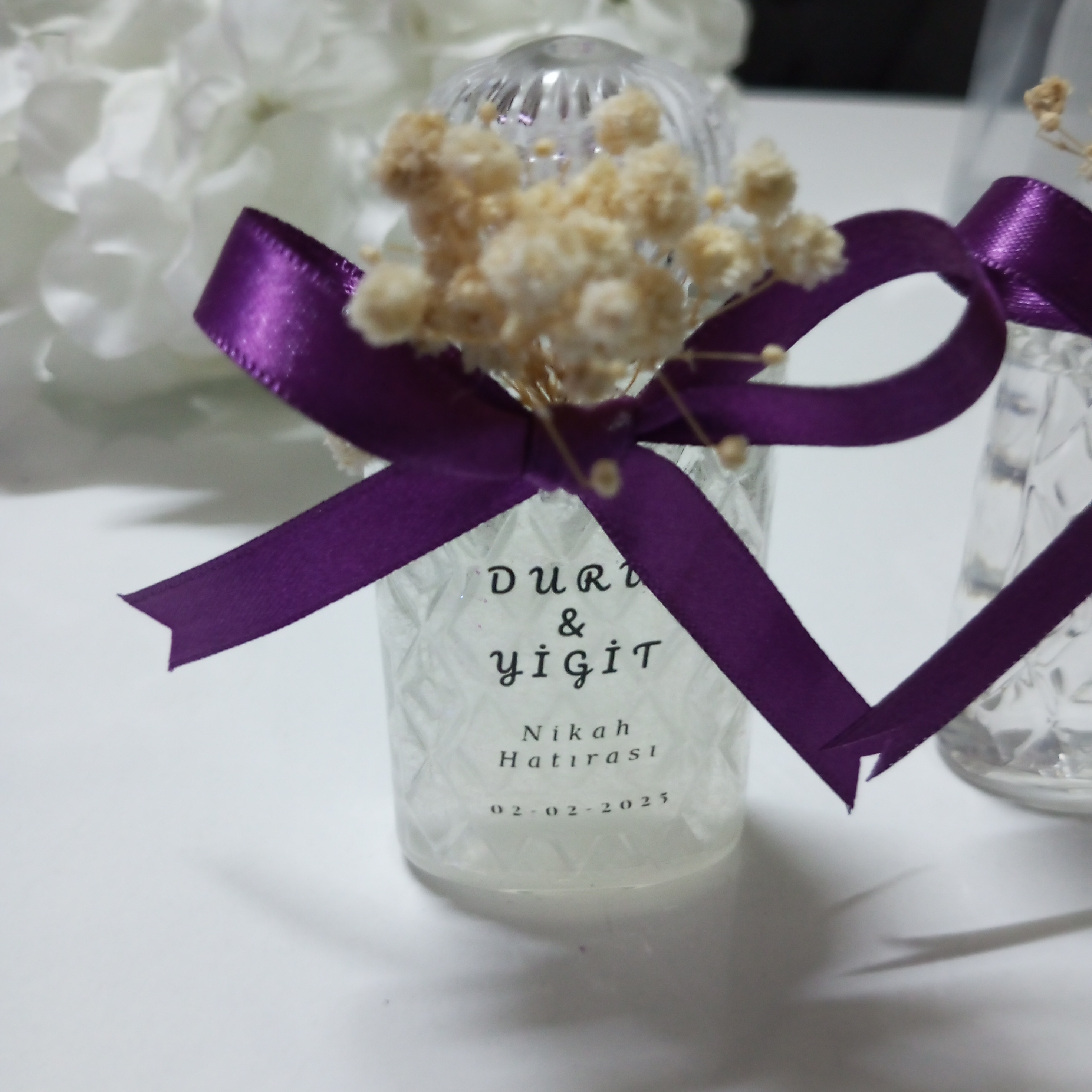 Beyaz Simli Oval Kolonya Şişesi Düğün Nişan Nikah Kına Sünnet Hediyelik