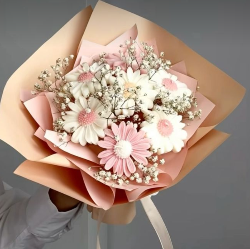 Pembe Mum Çicek Buket