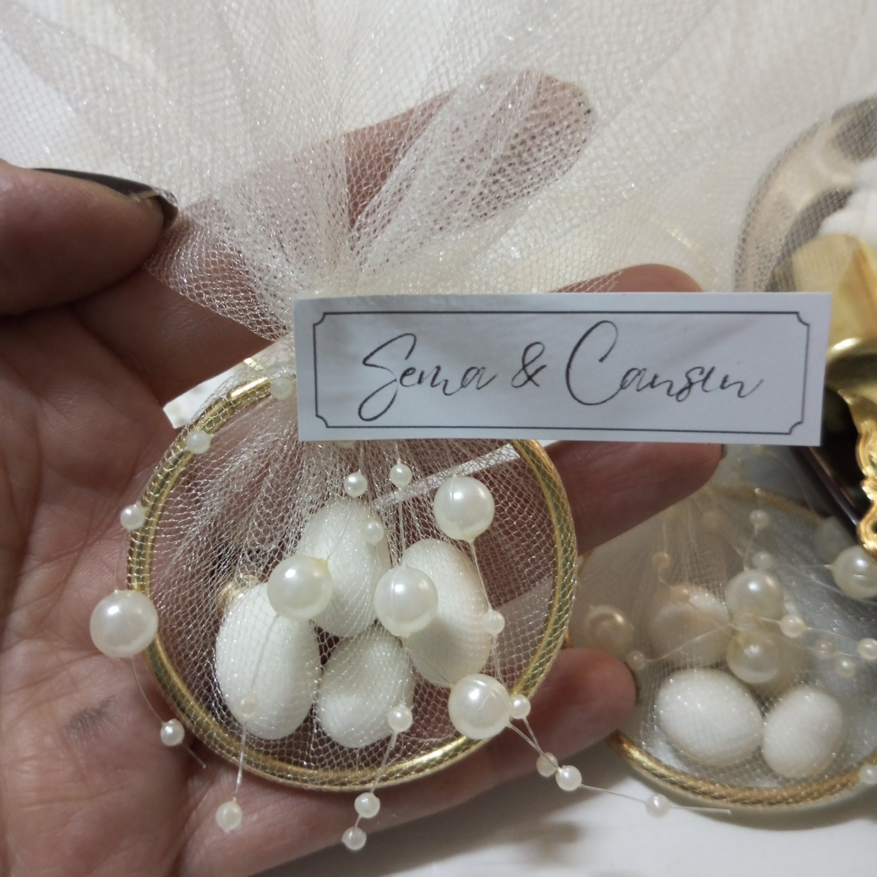 Gold Halkalı İnci Kurdeleli Magnet Düğün Nişan Nikah Kına Sünnet Bride to be Hediyelik