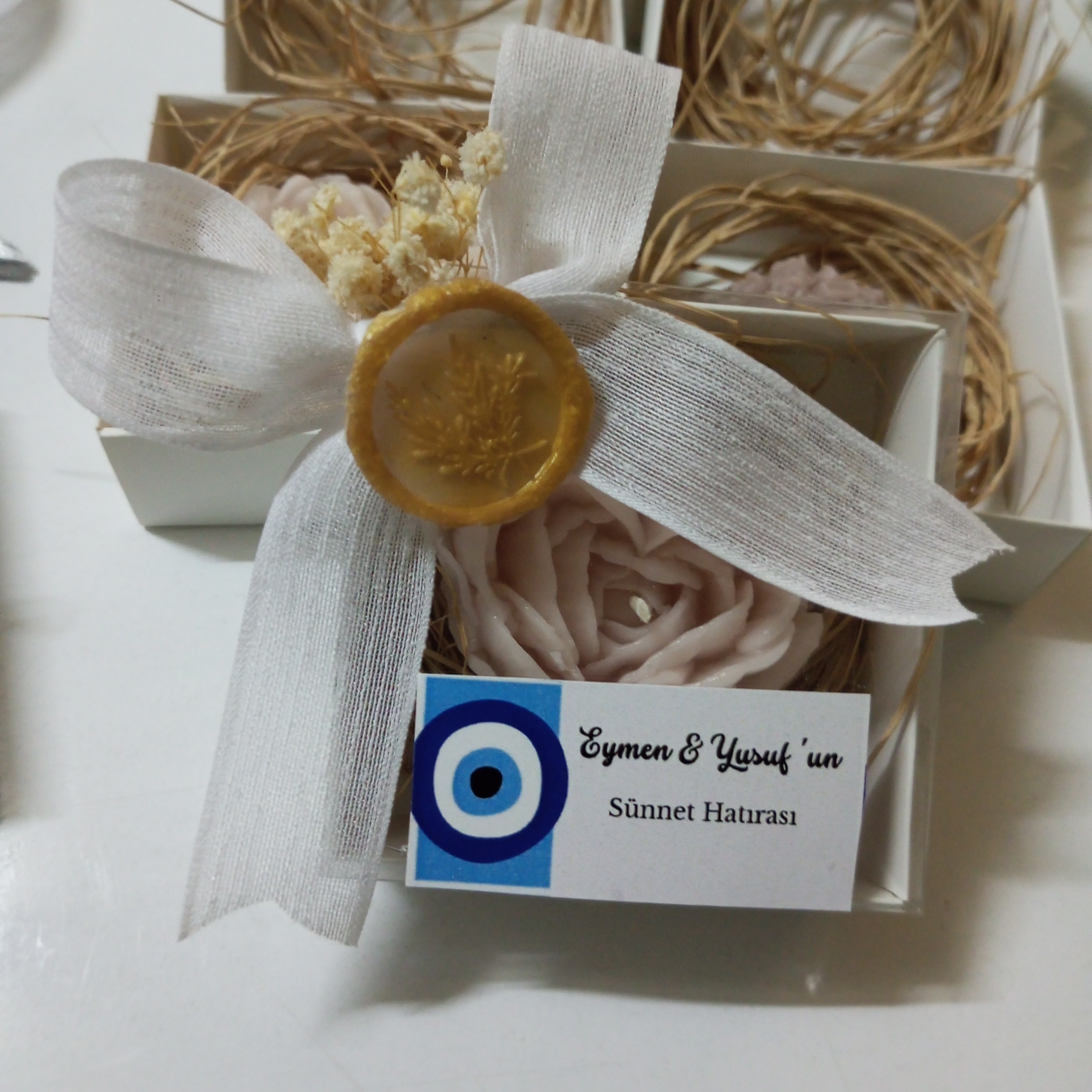 Gold Mühürlü Kalp Orkide Mumlu Düğün Nişan Nikah Kına Sünnet Babyshower Hediyelik