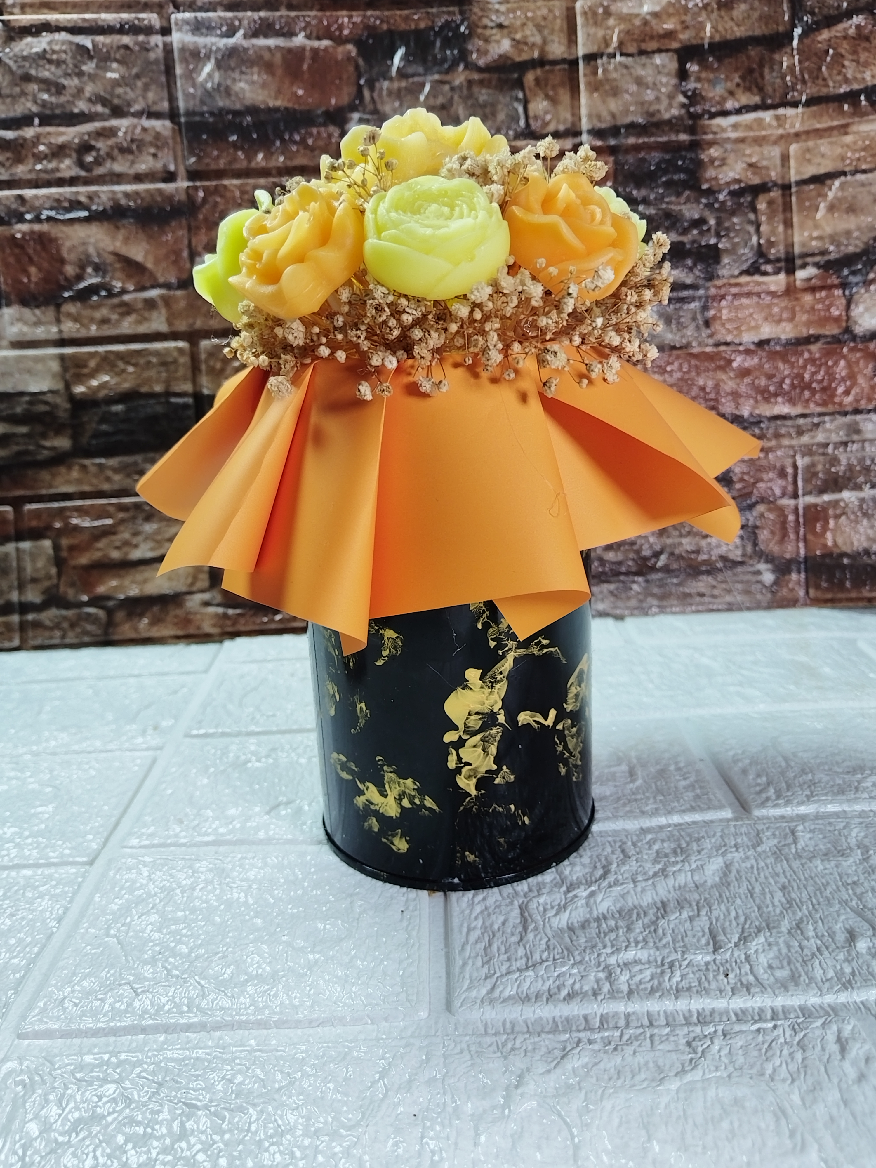 Sarı -Turuncu Renkli Kutu Candle Box Hediyelik