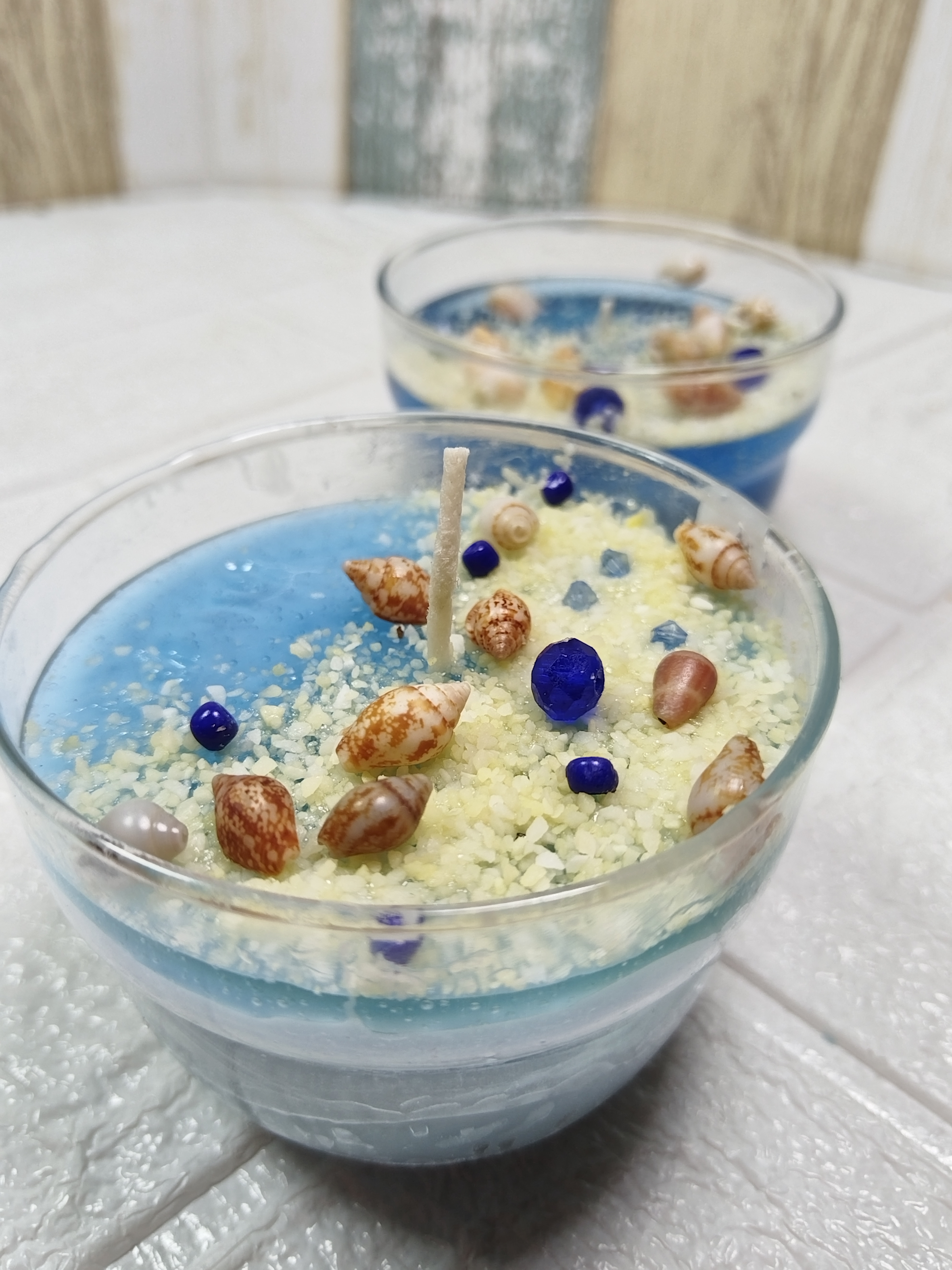 2'li Deniz Konseptli Cam Kavanozlu Dekoratif Butik Mum Hediyelik